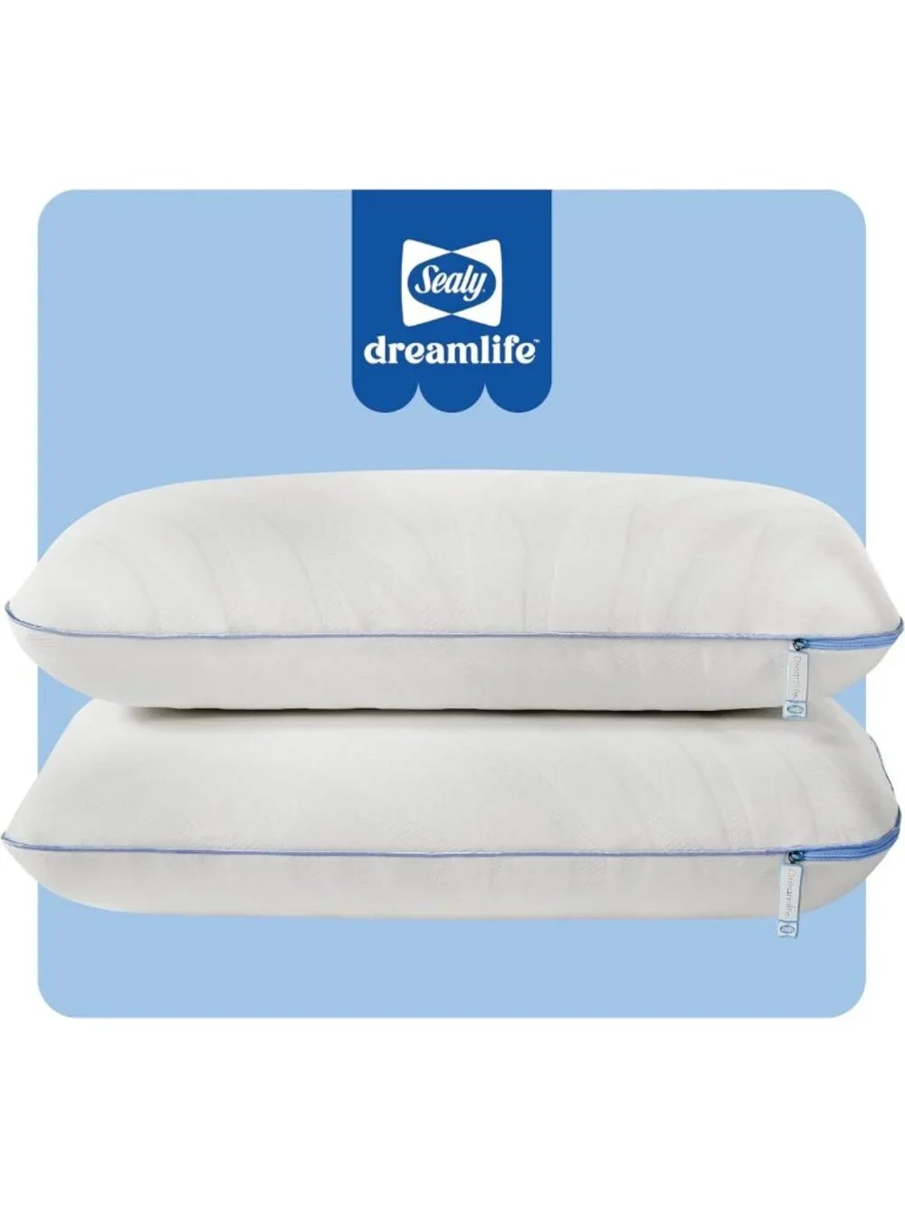 Queen Size Memory Foam Cooling Pillows with Washable Covers - 2 Pack, Soft